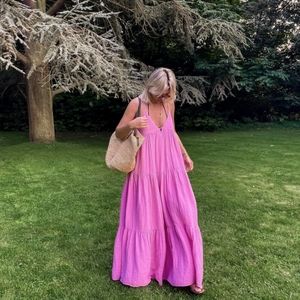 Zara Flowy Maxi Dress Pink